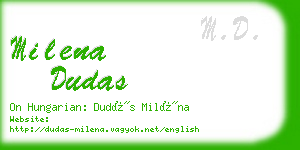 milena dudas business card